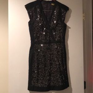 French Connection Dress Black Sequins Size 4